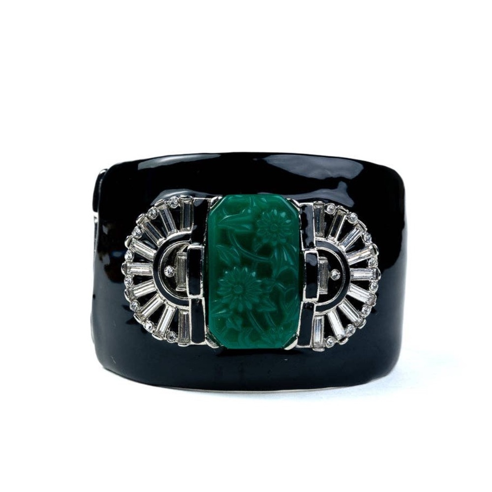 Kenneth Jade Lane Carved Jade Cuff Bracelet
